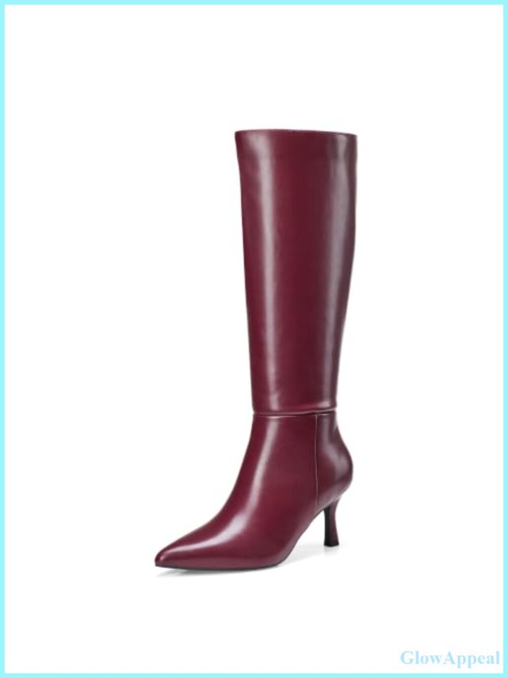 Knee High Boots Kitten Heel Pointed Toe Dress Boots Side Zipper